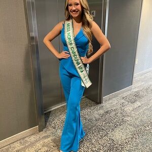 Jovani Vibrant Blue Sleeveless Jumpsuit